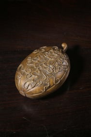 QING DYNASTY COPPER MELON INCENSE BOX