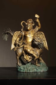 QING DYNASTY COPPER GILT "LEI ZHENZI" ALSO KNOWN AS "GOU CHEN EMPEROR"