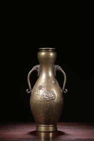 COPPER INLAID GOLD AND SILVER DOUBLE DRAGON PATTERN GARLIC BOTTLE