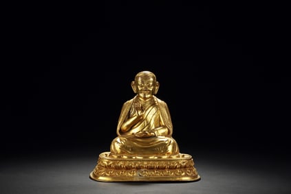 GILT BRONZE SEATED GURU