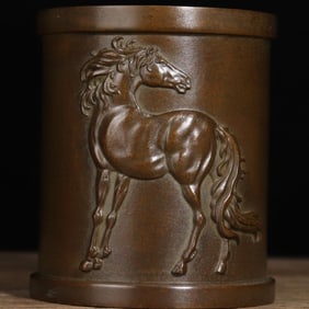 OLD BRONZE HORSE PEN HOLDER