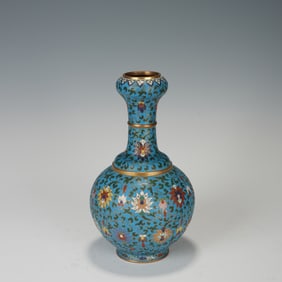 QING DYNASTY CLOISONN? ENAMEL LOTUS PATTERN GARLIC BOTTLE