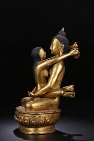 QING DYNASTY BRONZE GILT DHARMAKAYA SAMANTABHADRA BUDDHA