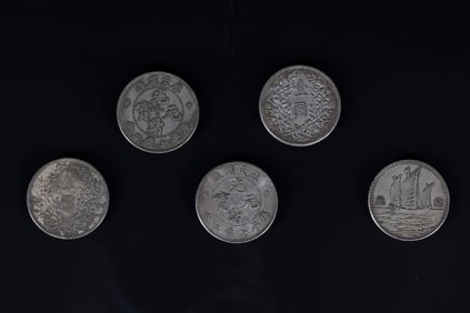 FIVE SILVER DOLLARS
