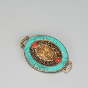 QING DYNASTY PURE SILVER GILT FASTING PLAQUE