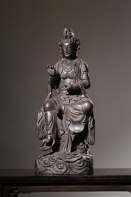 QING AGARWOOD CARVED FREE GUANYIN STATUE