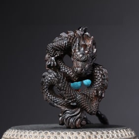 AGARWOOD CHINESE DRAGON HOLLOW CARVING PENDANT