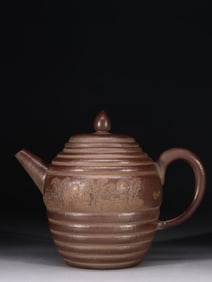 FAMOUS ARTIST STYLE PURPLE CLAY LANDSCAPE PATTERN PURPLE CLAY POT