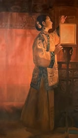 ZHU YIYONG, MID-AUTUMN MOON NIGHT, OIL PAINTING ON CANVAS.