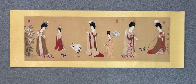 JIAO BINGZHEN, LENG MEI, CHEN MEI, HAND PAINTING LADIES SILK MOUNTED PAPER