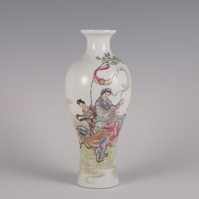 QING QIANLONG CLOISONNE GUANYIN PUDU VASE