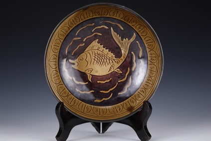 SONG PURPLE DING FISH PATTERN PLATE