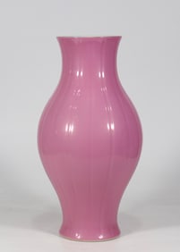 QING YONGZHENG CINNABAR RED MELON RIDGE OLIVE BOTTLE