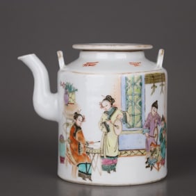 QING TONGZHI POWDER COLOR CHARACTER POEM TEAPOT