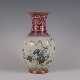QING QIANLONG POWDER COLOR BOTTLE OF PEACE AND PROSPERITY