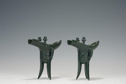 QING DYNASTY PAIR OF JASPER CUPS