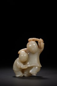 QING DYNASTY WHITE JADE BABY PLAY ORNAMENT