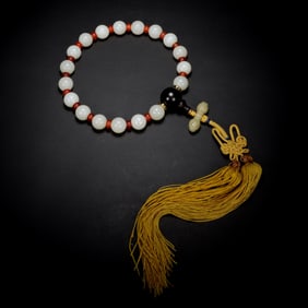 HOTAN WHITE JADE MULTI-TREASURE EIGHTEEN-CHILD BRACELET