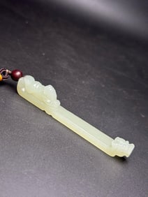 HETIAN JADE INCENSE HOLDER, SHAPED LIKE A JADE BOAT, BUDDHA BLESSES THOSE WITH FATE, MAY YOU SAIL