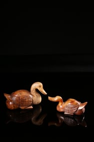 QING DYNASTY ANCIENT JADE JADE GEESE PAIR