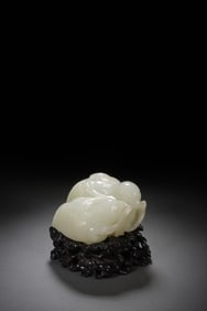 QING DYNASTY WHITE JADE LIVE AND WORK IN PEACE AND CONTENTMENT ORNAMENT