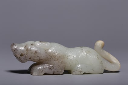 QING DYNASTY HETIAN WHITE JADE BELT INLAID JADE AMBER