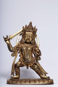 QING DYNASTY GILT BRONZE STATUE OF ACALA