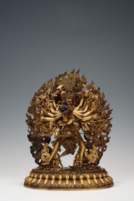 QING DYNASTY GILDED COPPER STANDING STATUE OF VAJRA