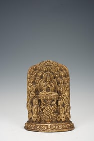 QING DYNASTY COPPER GILT SHAKYAMUNI SEATED STATUE