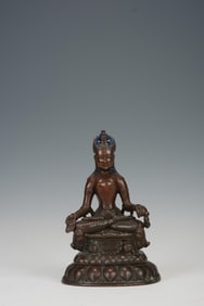 QING DYNASTY ALLOY COPPER SHAKYAMUNI BUDDHA SITTING STATUE