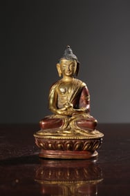 BRONZE GILDED MEDICINE TEACHER BUDDHA