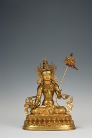 QING DYNASTY GILDED COPPER STATUE OF BUDDHA