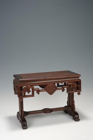 QING DYNASTY OLD MAHOGANY PIANO TABLE-SHAPED STATIONERY TRAY