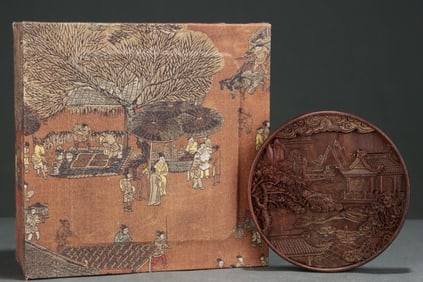 COURT COLLECTION AGARWOOD DISTANT MOUNTAIN NEARBY BUILDING PAVILION TOWERS ROUND PLATE