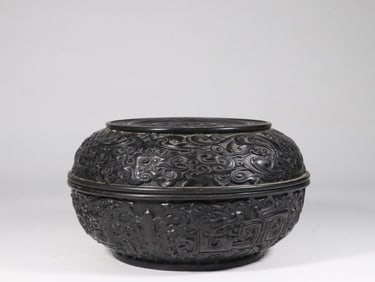 ROSEWOOD CARVED KUILONG PATTERN BOX