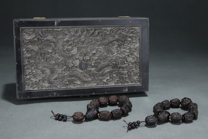 COURT COLLECTION AGARWOOD THREE-FACED GUANYIN PRAYER BEADS BRACELETS PAIR
