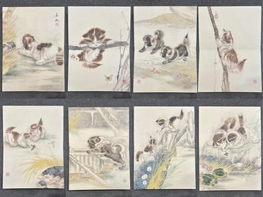 MI CHUNMAO, HAND PAINTING 'CATS' EIGHT PAGES PAPER ALBUM