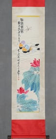 QI BAISHI, LOTUS AND MANDARIN DUCKS, HANGING SCROLL