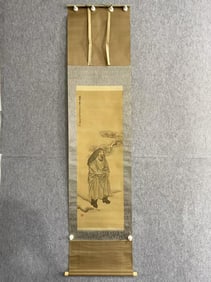 REN XIONG "FIGURE" SILK HANGING SCROLL