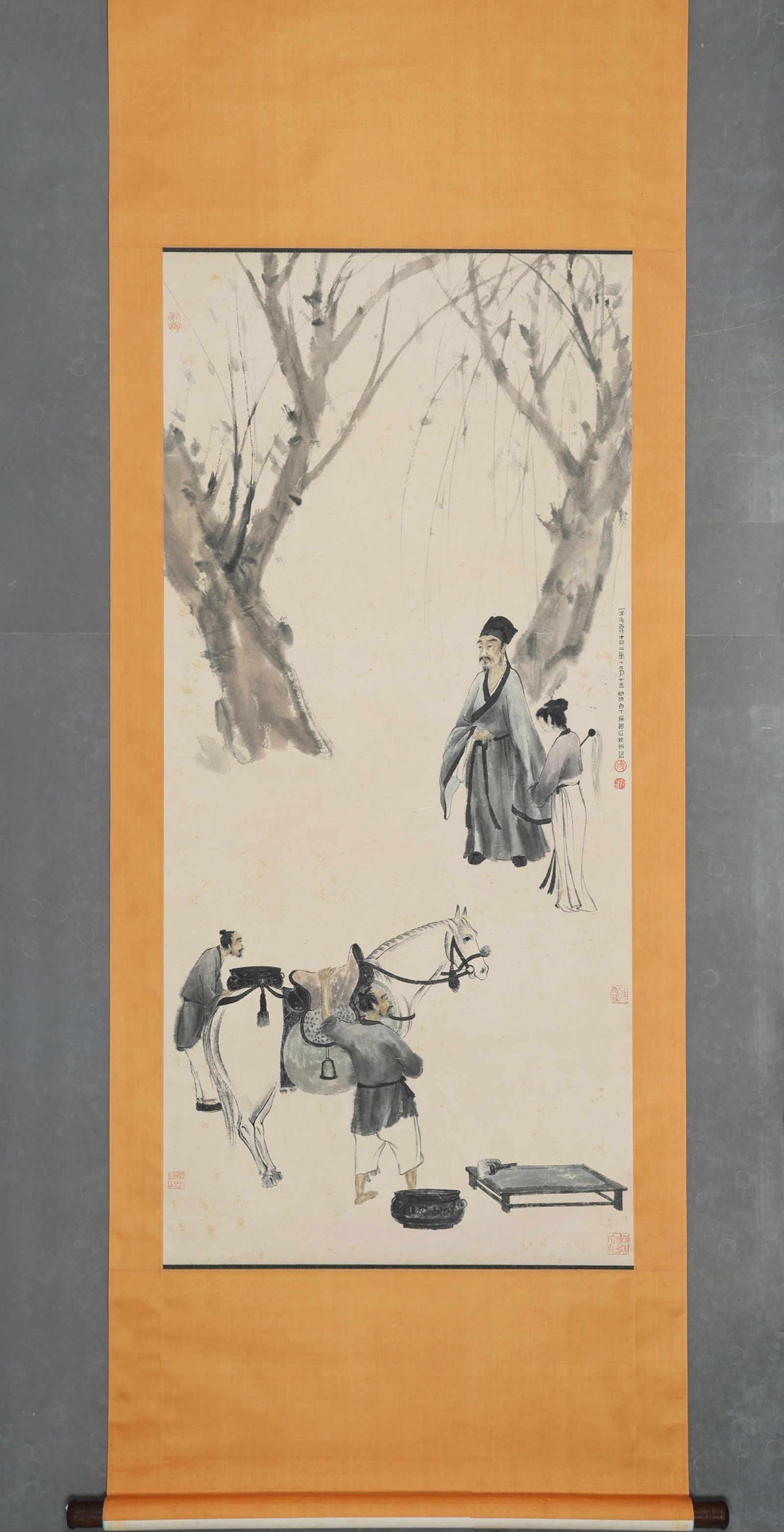 FU BAOSHI, THE HORSE FITTER, HANGING SCROLL: 傅抱石 伯乐相马图 立轴 Fu Baoshi, The Horse Fitter, hanging scroll 140x66CM