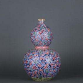 QING QIANLONG POWDERED ICE PLUM BAMBOO PATTERN GOURD BOTTLE
