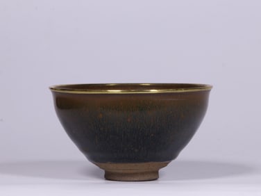 MING DYNASTY GILT-RIMMED RABBIT-HAIR JIAN WARE TEA BOWL