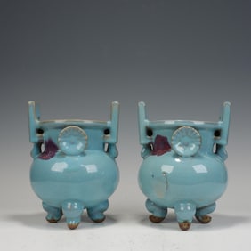 JUN KILN INCENSE BURNERS (PAIR)