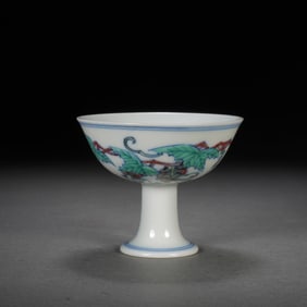 QING DYNASTY FIVE-COLORED HIGH FOOT PLATE