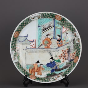 QING DYNASTY MULTICOLORED FIGURE PLATE