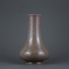 QING KANGXI RED GLAZED BOTTLE OF CRESS