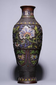REPUBLIC ERA CLOISONN? ENAMEL PEONY PATTERN PRESENTATION VASE