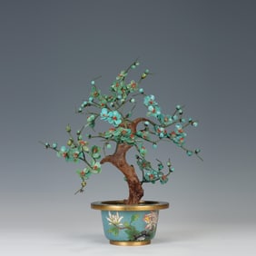 QING DYNASTY CLOISONN? BASIN WITH TURQUOISE BONSAI