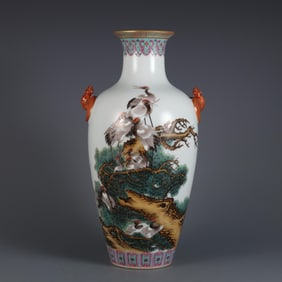 QIANLONG OF THE QING DYNASTY FAMILLE ROSE THIRTEEN TAIBAO FUER PLUM BOTTLE