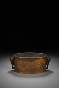 QING DYNASTY COPPER DOUBLE ELEPHANT EAR FURNACE